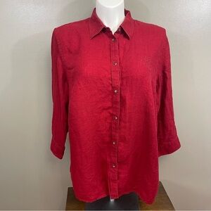 Lauren Ralph Lauren women’s 2X Deep Red Linen Shirt beach summer preppy